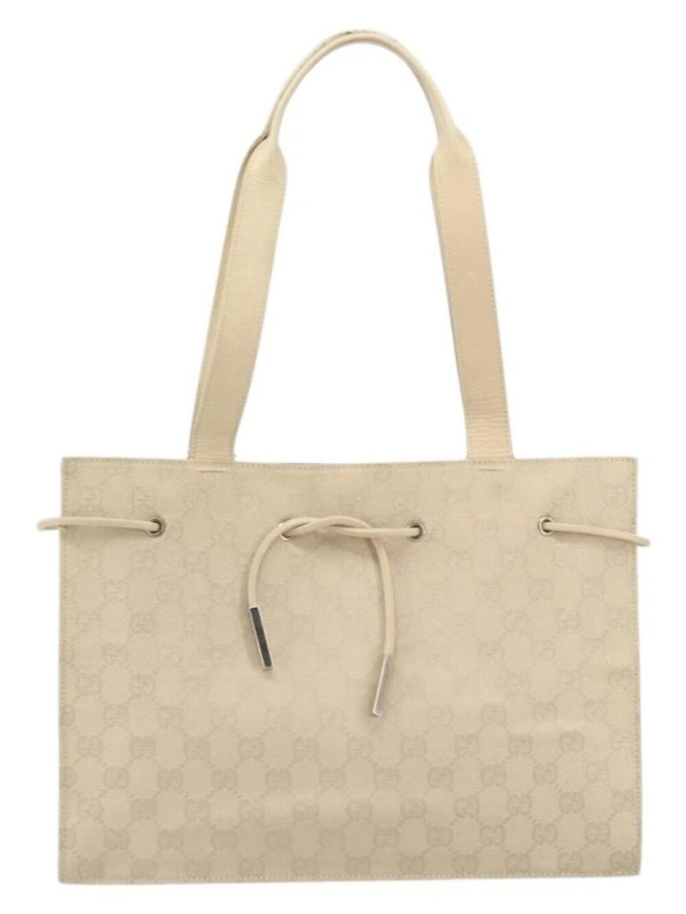GUCCI GG Canvas Tote Bag Beige Silver 002 1053 Auth 170373 - Picture 13 of 16